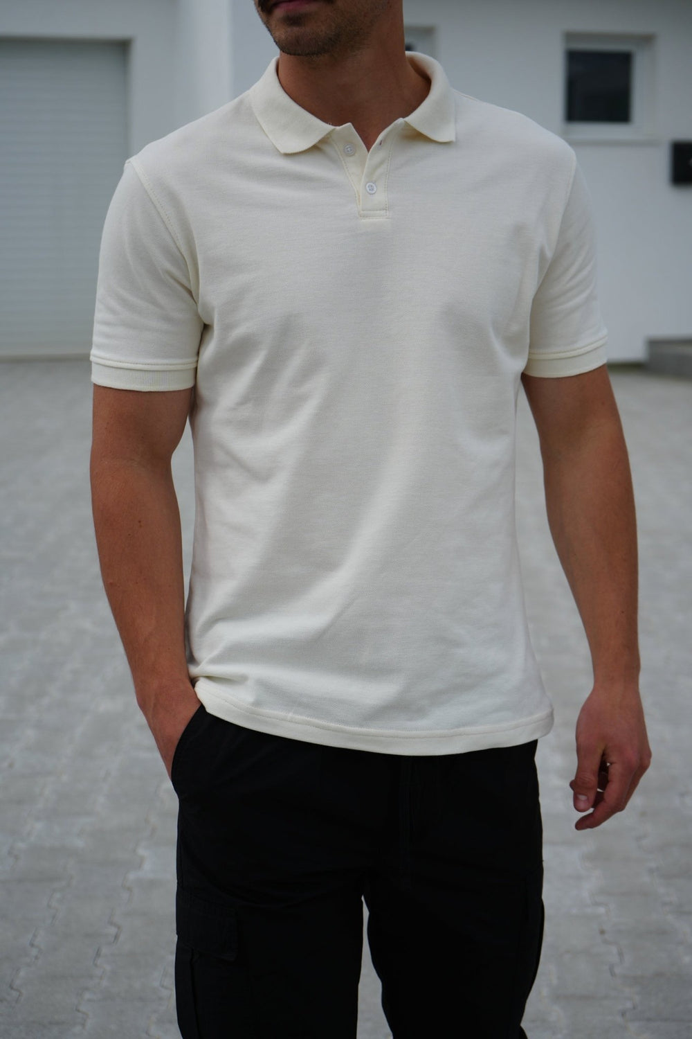 Muška polo majica Off White - prednji prikaz muške majice sa kragnom od 100% pamuka