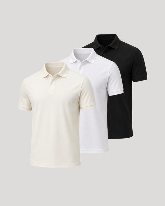 Paket od 3 muške polo majice u Off White, beloj i crnoj boji